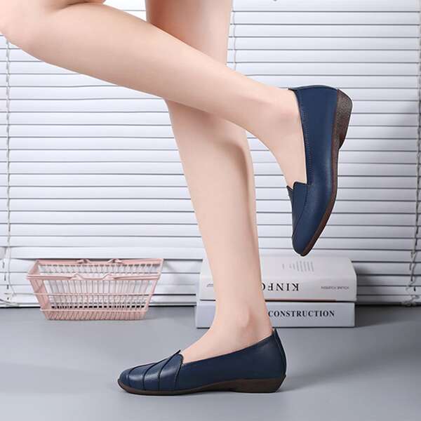 

Textured Slip On Ballets Flats, Blue