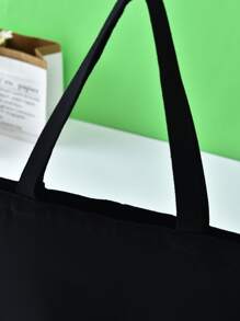 Graphic Print Shopper Bag - Black - View 3