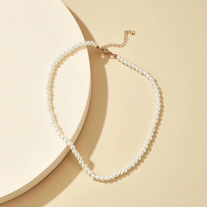 

Faux Pearl Beaded Necklace, White