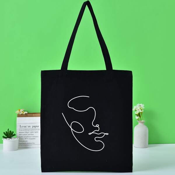 

Figure Graphic Tote Bag, Black