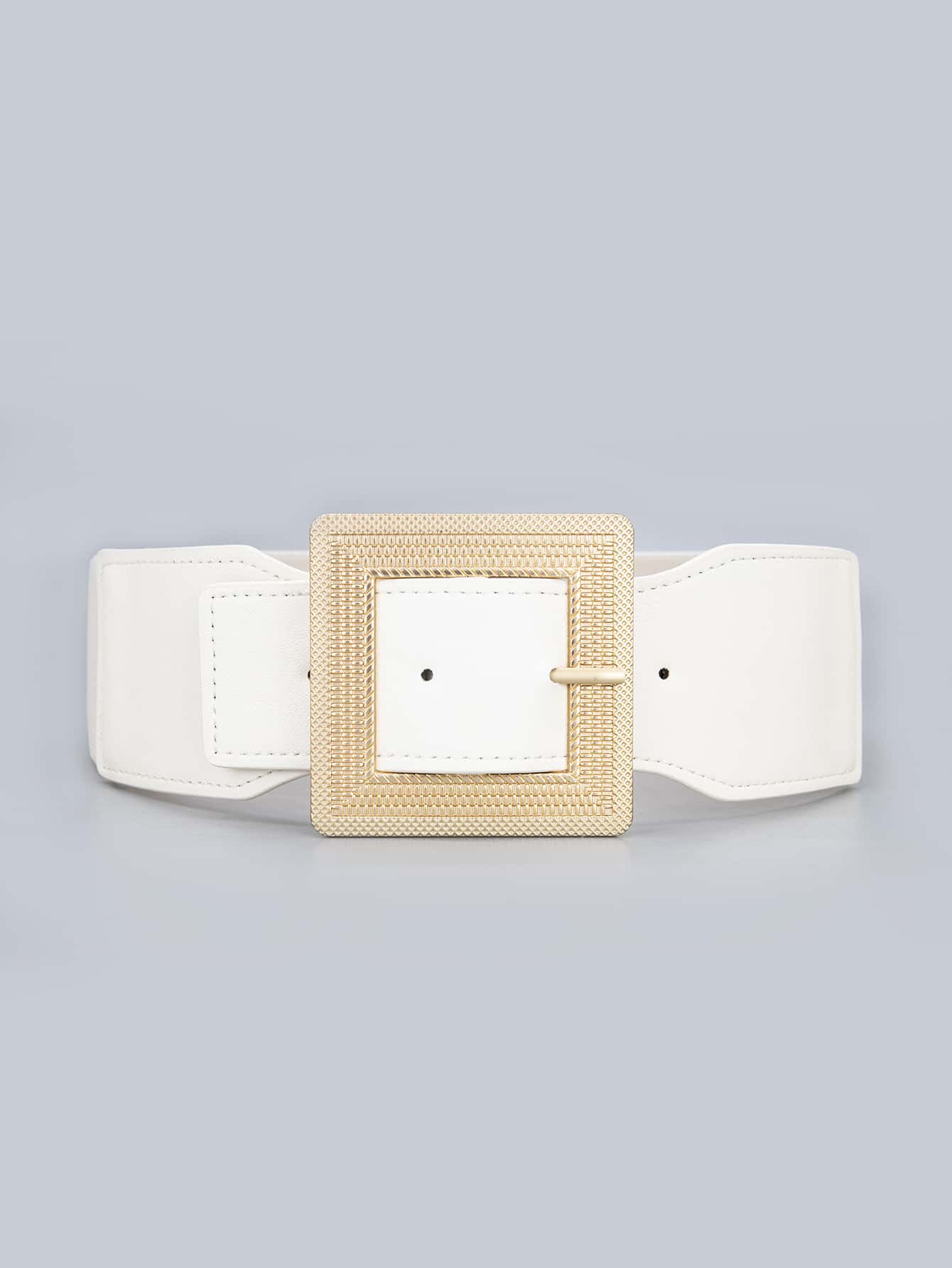 Cinturón ancho con hebilla cuadrada - Blanco - Ver 1