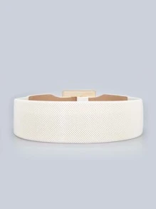 Cinturón ancho con hebilla cuadrada - Blanco - Ver 2