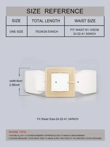 Cinturón ancho con hebilla cuadrada - Blanco - Ver 3