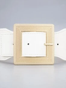 Cinturón ancho con hebilla cuadrada - Blanco - Ver 4