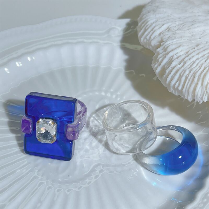 

3pcs Resin Ring, Royal blue