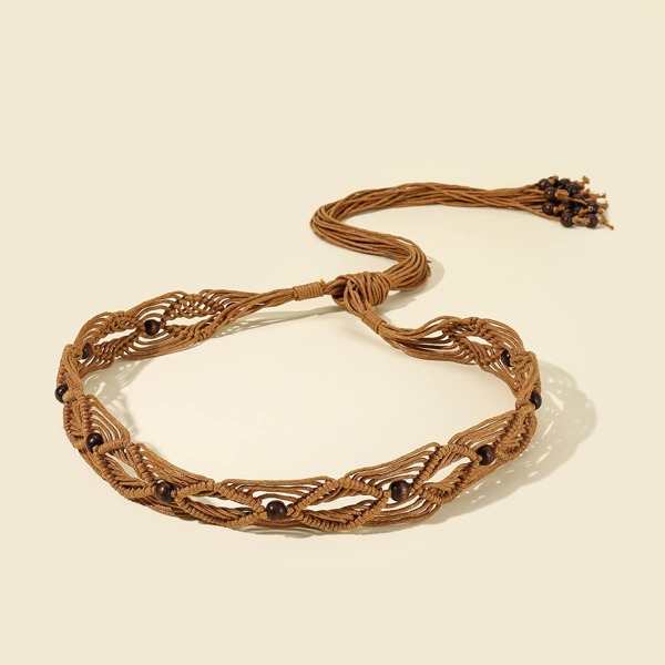 

Bead Detail Woven Belt, Multicolor