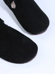 Giày lười mềm mại cho nữ, mẫu mới thu/đông 2024, giày lười đế dày, lót nhung, ấm áp và thoải mái - màu đen - Xem 7