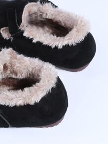 Giày lười mềm mại cho nữ, mẫu mới thu/đông 2024, giày lười đế dày, lót nhung, ấm áp và thoải mái - màu đen - Xem 8