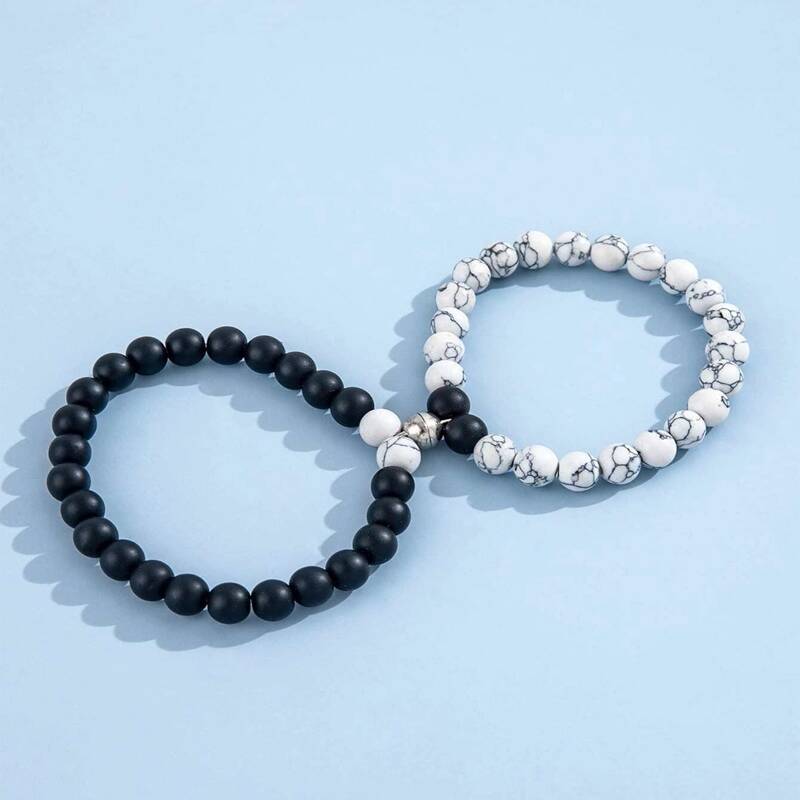 

2pcs Magnetic Beaded Bracelet, Black