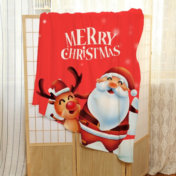 

Christmas Santa Claus Print Blanket, Multicolor