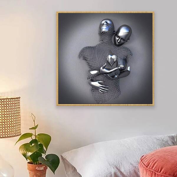 

Metal Figure Graphic Unframed Painting, Silver