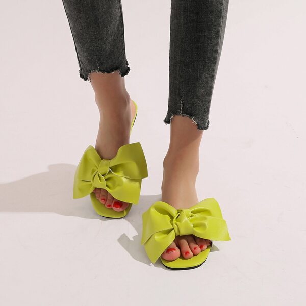 

Bow Decor Slide Sandals, Yellow