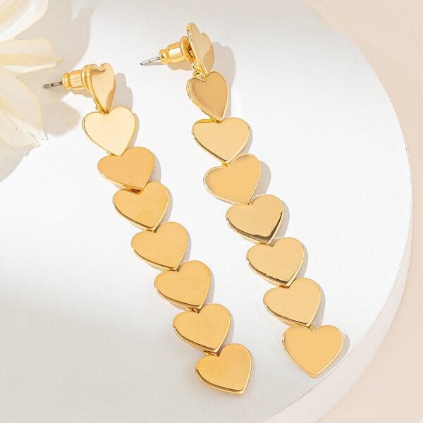 

Heart Drop Earrings, Gold