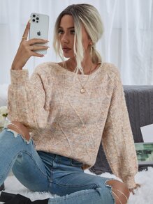 SHEIN LUNE Space Dye Drop Shoulder Jumper - Multicolor - View 1