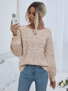 SHEIN LUNE Space Dye Drop Shoulder Jumper - Multicolor - View 3
