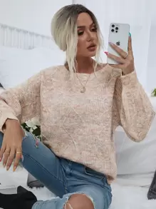 SHEIN LUNE Space Dye Drop Shoulder Jumper - Multicolor - View 6