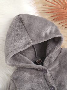 Baby Hooded Belted Flannel Coat