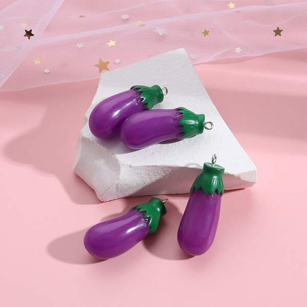 

4pcs Eggplant Design Pendant, Multicolor