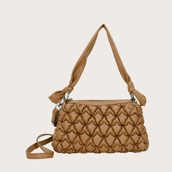 

Minimalist Ruched Design Shoulder Bag, Khaki