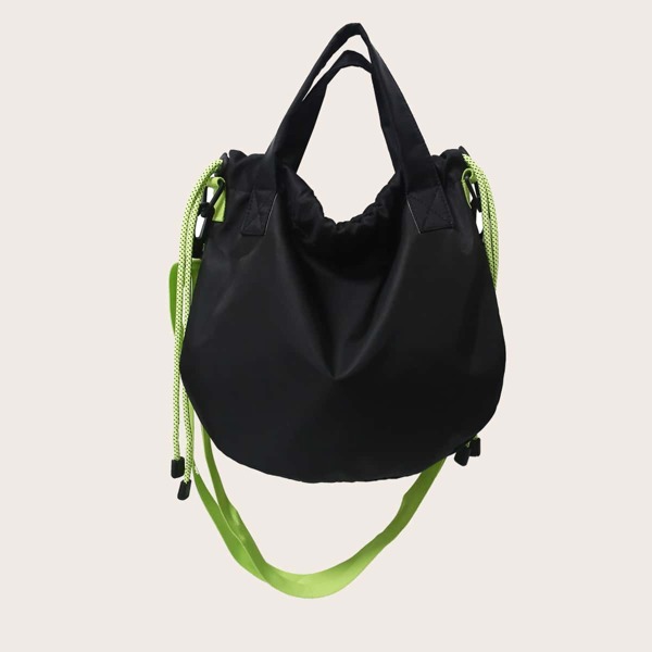 

Minimalist Drawstring Design Top Handle Bag, Black