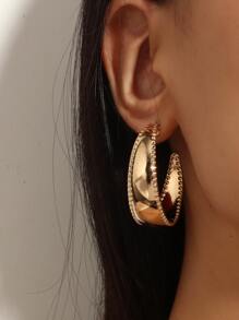 Minimalist Open Hoop Earrings - Yellow Gold - View 1