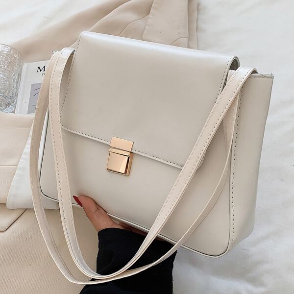 

Minimalist Flap Square Bag, White