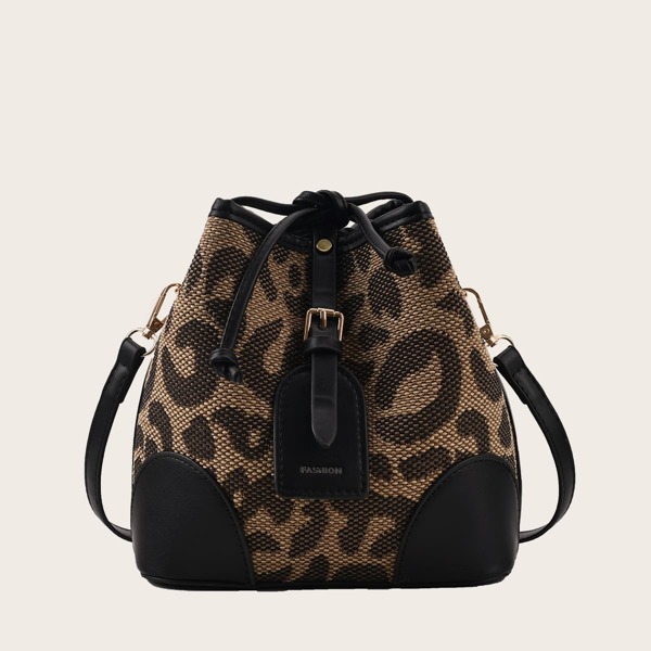

Colorblock Drawstring Detail Bucket Bag, Multicolor