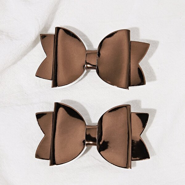 

2pcs Toddler Girls Bow Decor Hair Clip, Chocolate brown