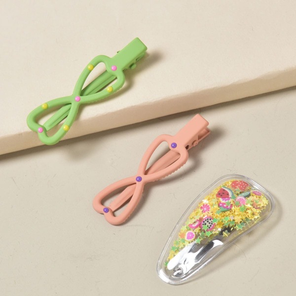 

3pcs Toddler Girls Bow Decor Random Color Hair Clip, Multicolor