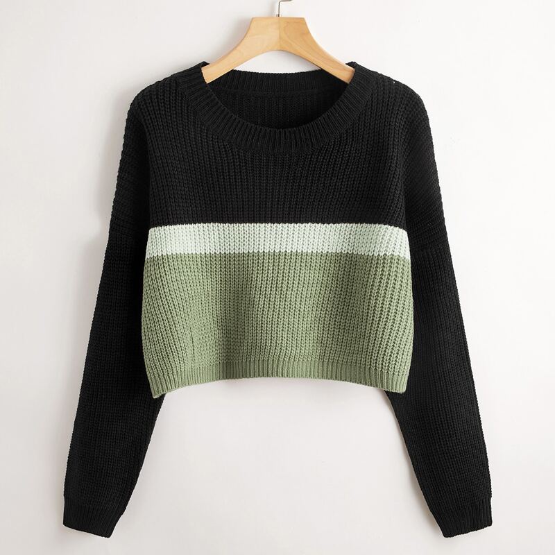 

Colorblock Crop Sweater, Multicolor