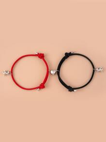 2 mảnh vòng tay nam châm hấp dẫn hình trái tim - Nhiều màu - Xem 2