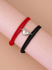 2 mảnh vòng tay nam châm hấp dẫn hình trái tim - Nhiều màu - Xem 4