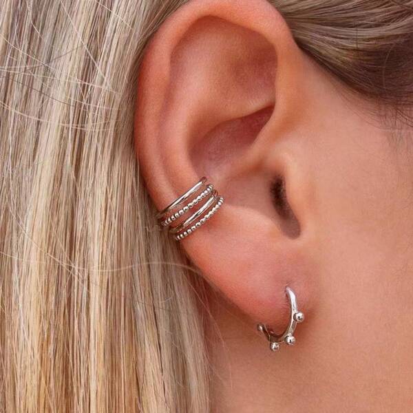 

Minimalist Metal Earrings, Silver