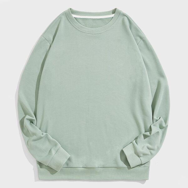 

Men Solid Round Neck Pullover, Mint green
