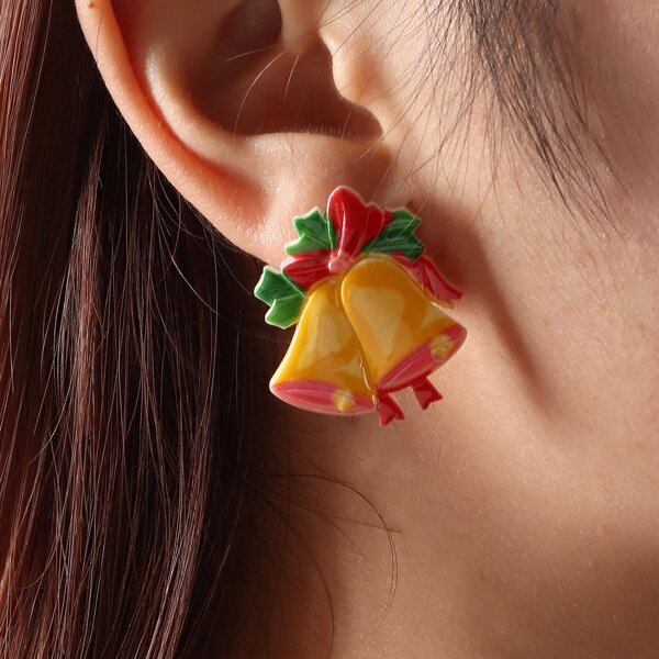 

Christmas Bell Design Stud Earrings, Multicolor