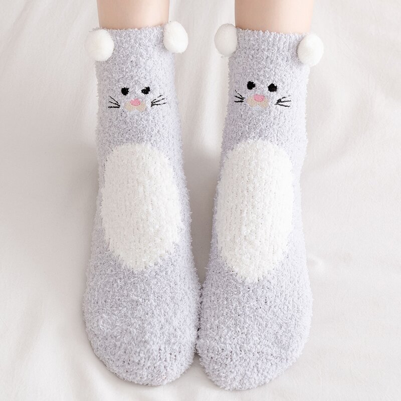 

Cartoon Embroidered Crew Socks, Multicolor