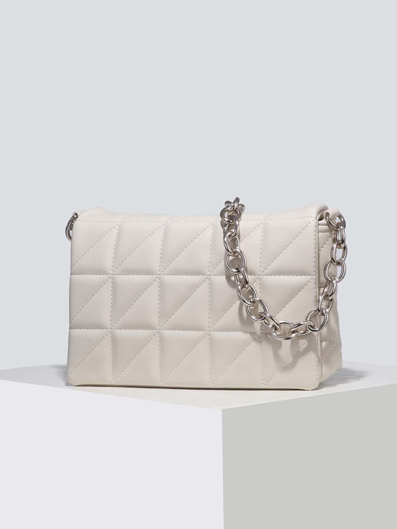 Waterproof,Lightweight,Business Casual Quilted Embossed Shoulder Chain Bag For Teen Girls Women College Students,Rookies & White-collar Workers Perfect for Office,College,Work ,Business,Commute - Beige - View 1