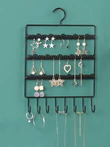 1pc Hanging Jewelry Storage Rack - Black - View 2