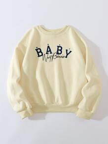 Pullover con parche bordado de letra - Albaricoque - Ver 1