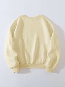 Pullover con parche bordado de letra - Albaricoque - Ver 2