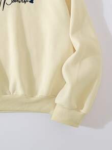 Pullover con parche bordado de letra - Albaricoque - Ver 3