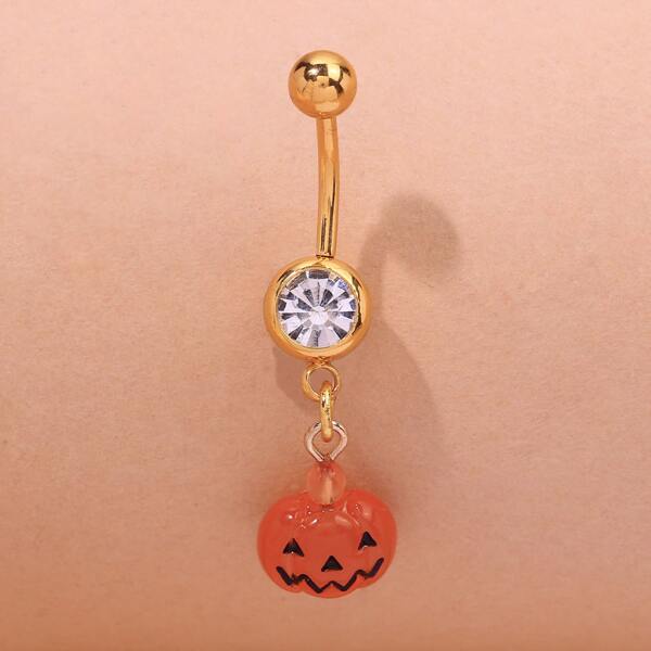 

Halloween Pumpkin Charm Navel Belly Ring, Gold