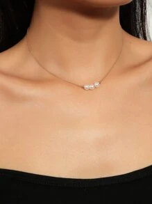 Vòng cổ trang trí ngọc trai giả - Vàng - Xem 1