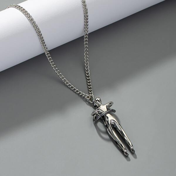 

Men Human Body Charm Necklace, Silver