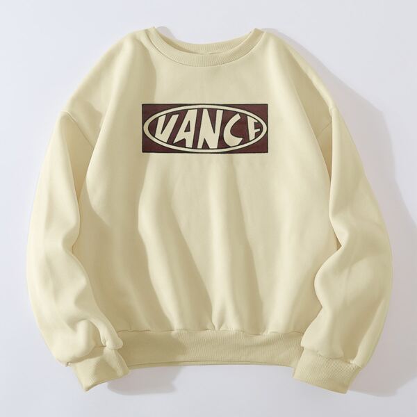 

Drop Shoulder Letter Graphic Sweatshirt, Khaki
