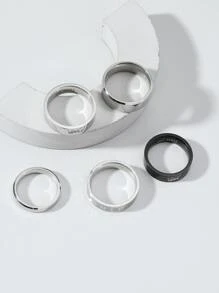 Fashionable and Popular 5pcs Men Roman Numerals Detail Ring Stainless Steel for Jewelry Gift and for a Stylish Look