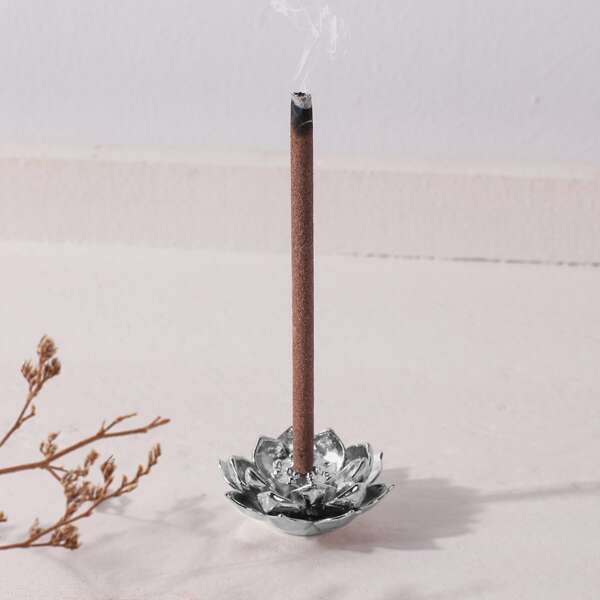 

1pc Lotus Shaped Incense Burner, Silver