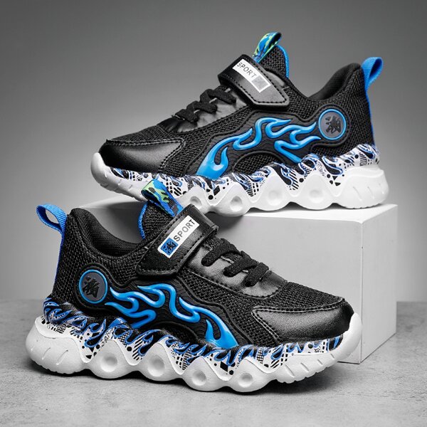 

Boys Fire Graphic Mesh Panel Sneakers, Multicolor