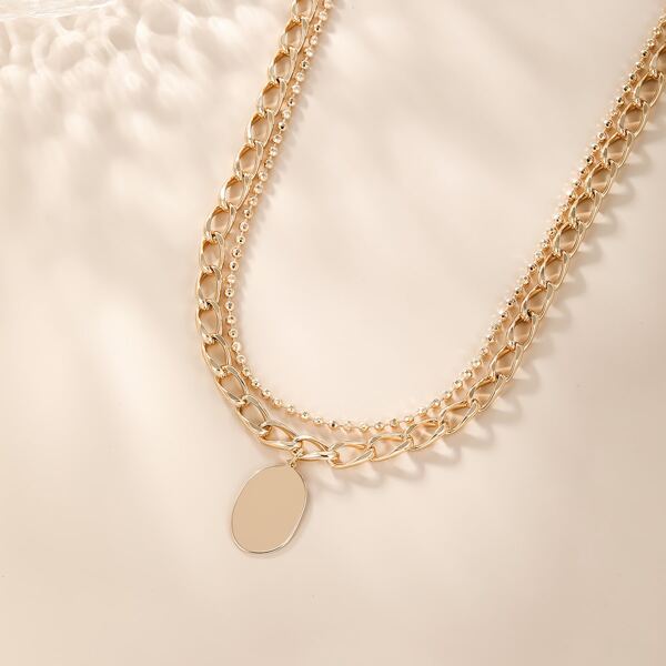 

18K Gold Plated Geometric Charm Layered Necklace