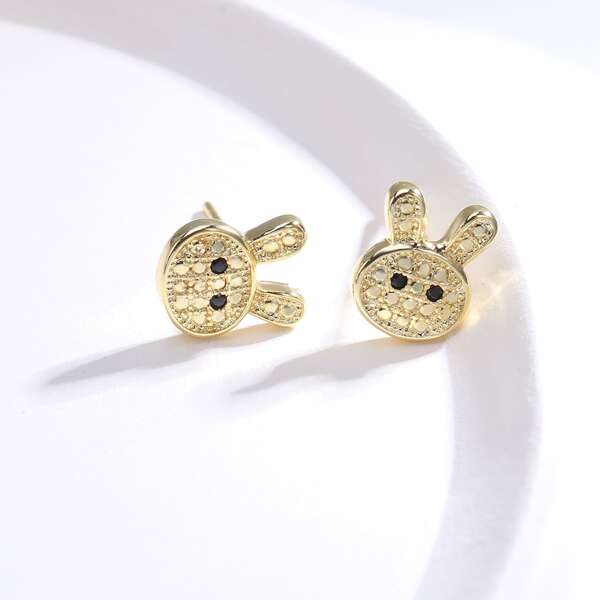 

18K Gold Plated Zircon Rabbit Decor Stud Earrings